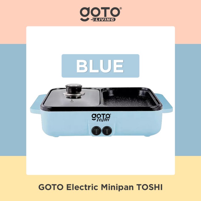 Goto Toshi Minipan Electric Hotpot Alat Panggangan Grill Pan BBQ 2in1 - BLUE