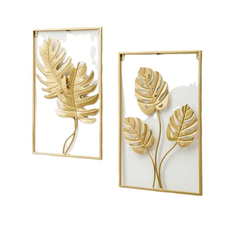 WALLDECOR HIASAN DINDING FRAME METAL GOLD B8219 MOTIF DAUN UKURAN 40X60 DEKORASI RUMAH AESTHETIC