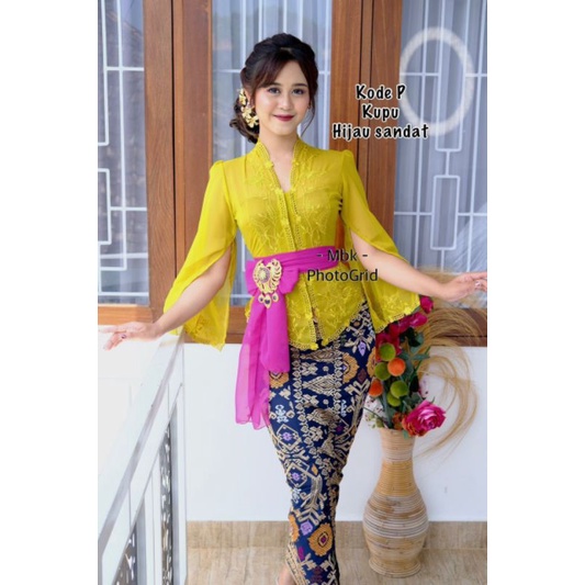 kebaya bordir kupu" pari kuning sandat