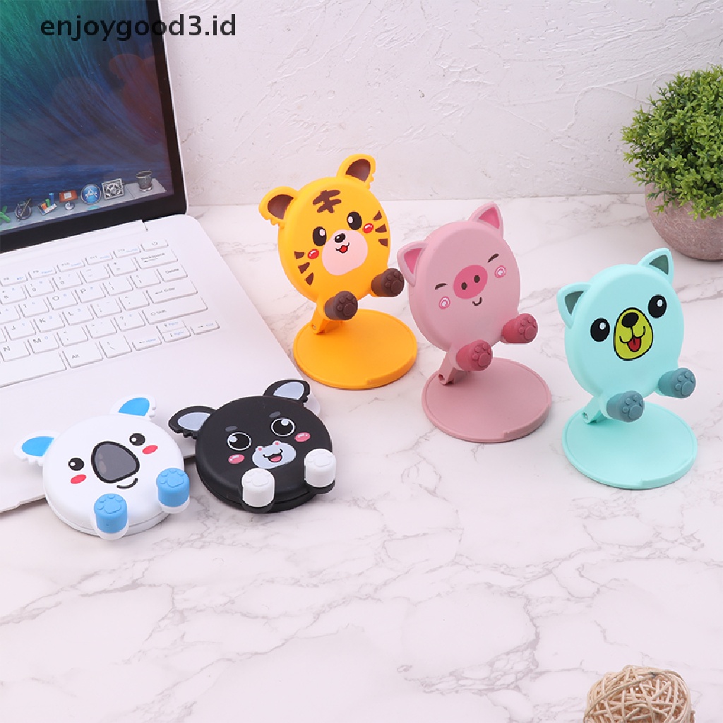 【 Rready Stock 】 Universal Adjustable Cell Phone Stand Cartoon Desk Angle Height Adjustable Phone Holder For Pad Mobile Phone Desktop Decoration （ ID ）