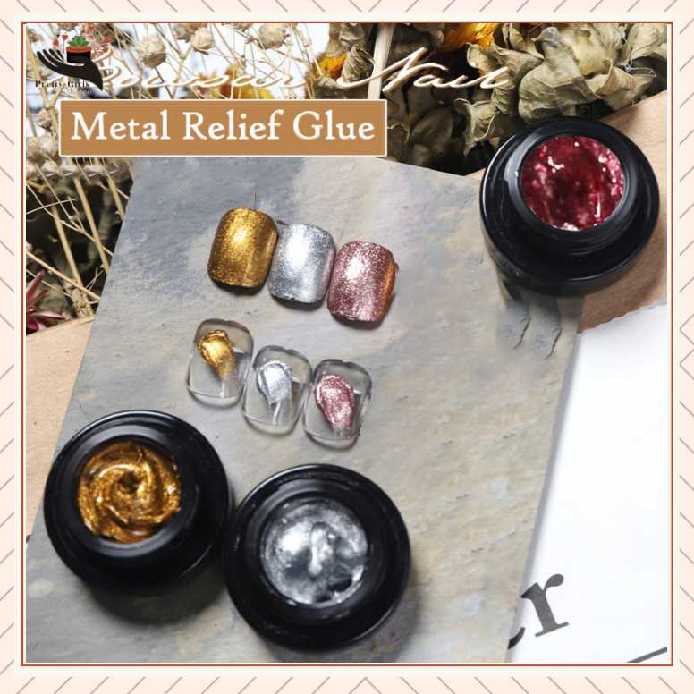 Pretty COWSAR GEL PAINTING METAL 5ML COLOUR SHINE GLITER/METAL RELIEF GLUE/GEL POLISH NAIL ART KUTEK GEL UV LED