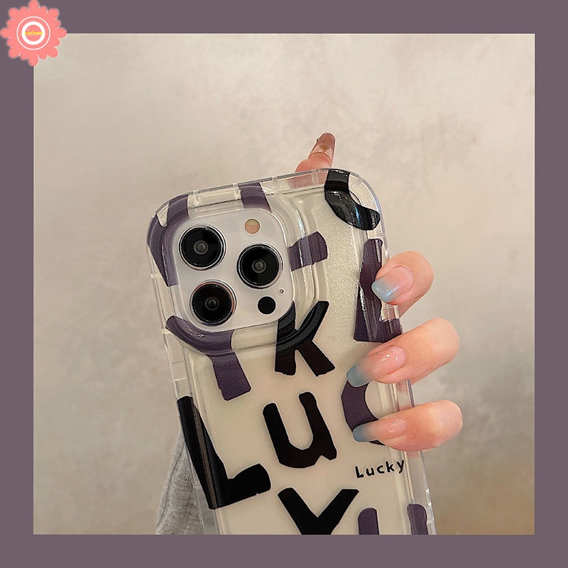 IPHONE Lucky Simple Alphabet Letter Case Kompatibel Untuk Iphone11 6 6S 7 8 Plus 14 13 12 Pro MAX XR X XS MAX 7plus 8plus TPU Lembut Jatuh Bening Airbag Shockproof Back Cover