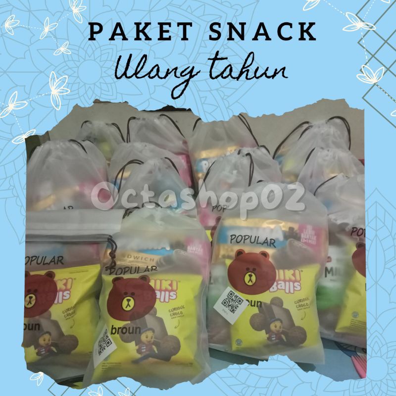 

BUY 23 FREE 1, Paket Snack ulang tahun kemasan pouch Besar/Hampers snack