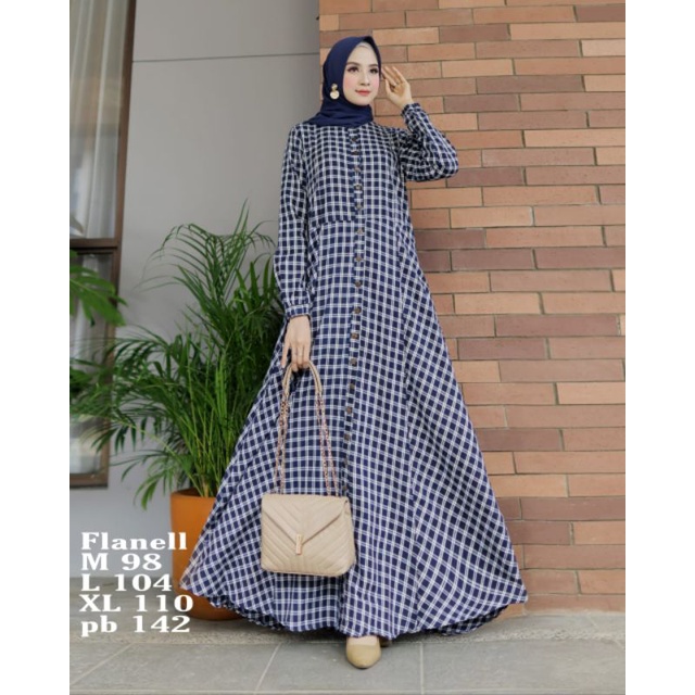 Gamis Asaki mayasari_Long Dress Terbaru_pakaian wanita_Baju model terbaru_Gamis Flanel
