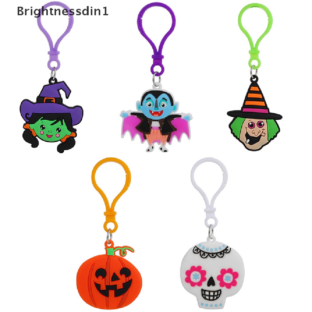 [Brightnessdin1] Halloween Gantungan Kunci Kelelawar Labu Hantu Kucing Gothic Kunci Cincin Vampir Batu Nisan Gantungan Kunci Festival Hadiah Perhiasan DIY Buatan Tangan Butik