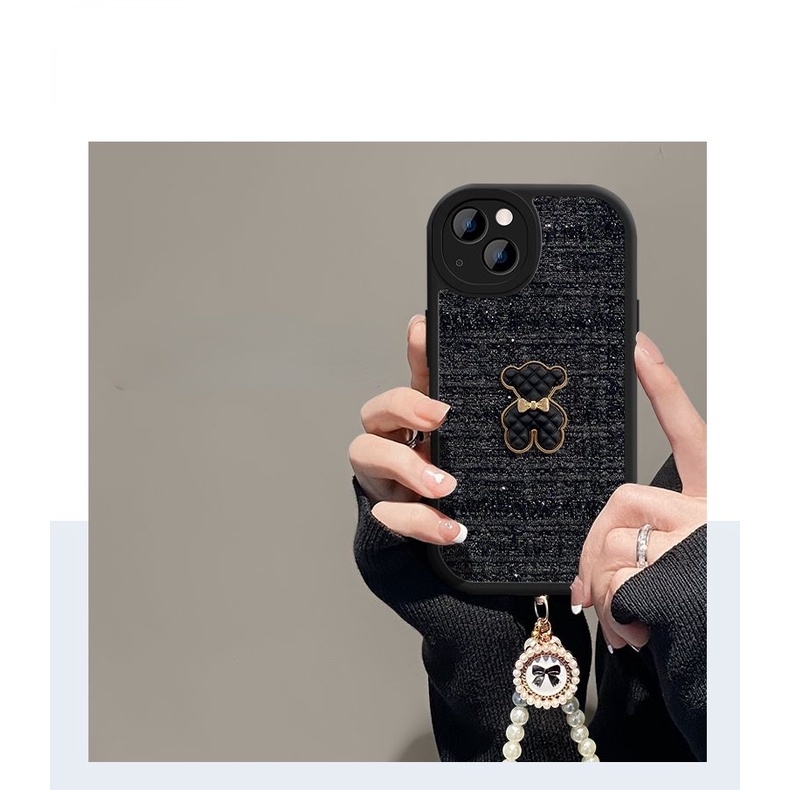 IPHONE Woven Beruang Tiga Dimensi Dengan Desain Bracelate Putih Casing Ponsel Kompatibel Dengan Iphone12 13 14 11 Pro Max X Xs Max Xr Dfcgv