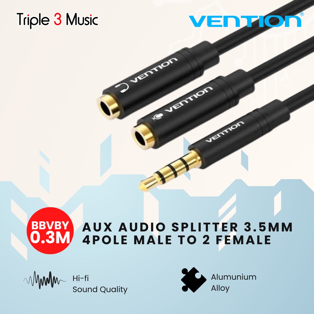 Vention BBV Kabel Aux Audio Splitter 3.5mm SPLITTER MIC &amp; HEADPHONE