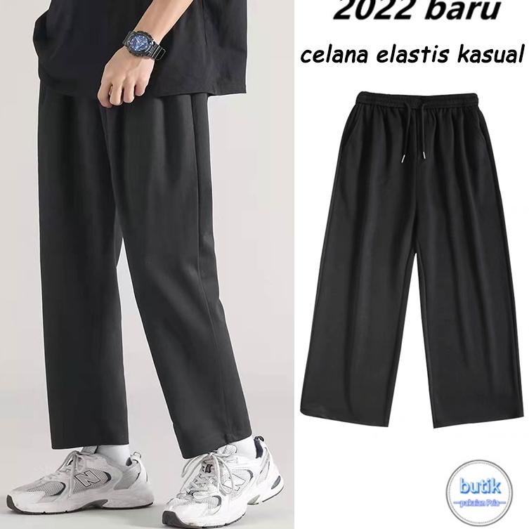 Terbaik Fashion korea celana kasual pria celana olahraga hitam celana kasual celana lurus loose pant