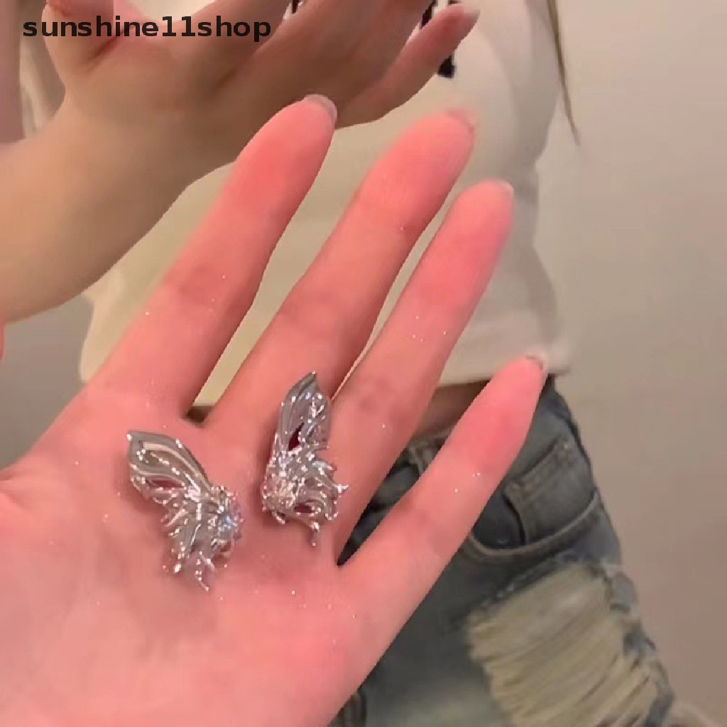 Sho Fashion Punk Kupu-Kupu Elf Klip Telinga Desain Trendi Logam Cair Sayap Telinga Manset Ada Anting Untuk Wanita Gadis Perhiasan N