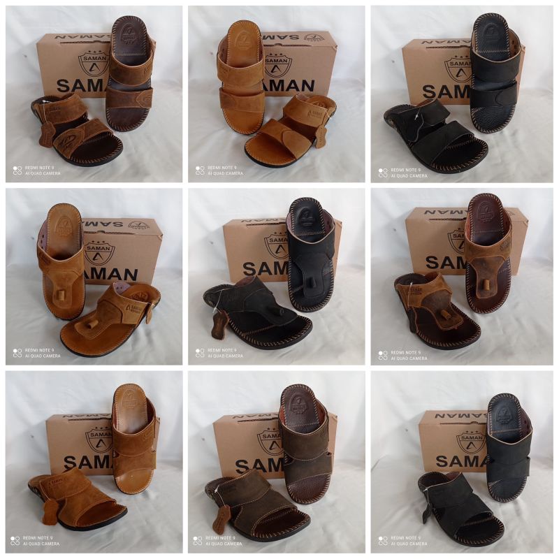 SANDAL KULIT PRIA SAMAN ORIGINAL BAHAN KULIT SAPI ALL MODEL SAMAN