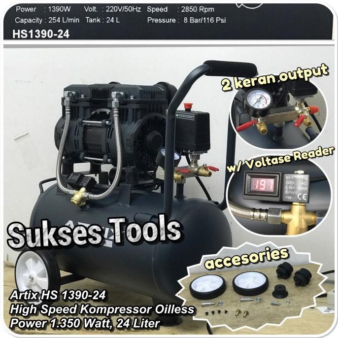 (Gojek) Kompressor Angin 1.75 Hp Artix Hs 1390 Hs1390 Oilless Silent