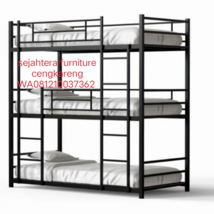 Terlaris Tempat Tidur Tingkat 3 Susun Ranjang Susun Besi Bunk Bed Ranjang Besi