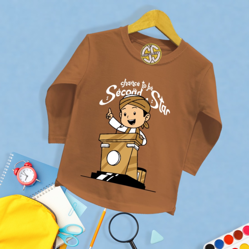 Secondstar Kaos Distro Tangan Panjang Anak Laki laki Umur 1-12 Tahun Bahan Cotton -AMR220