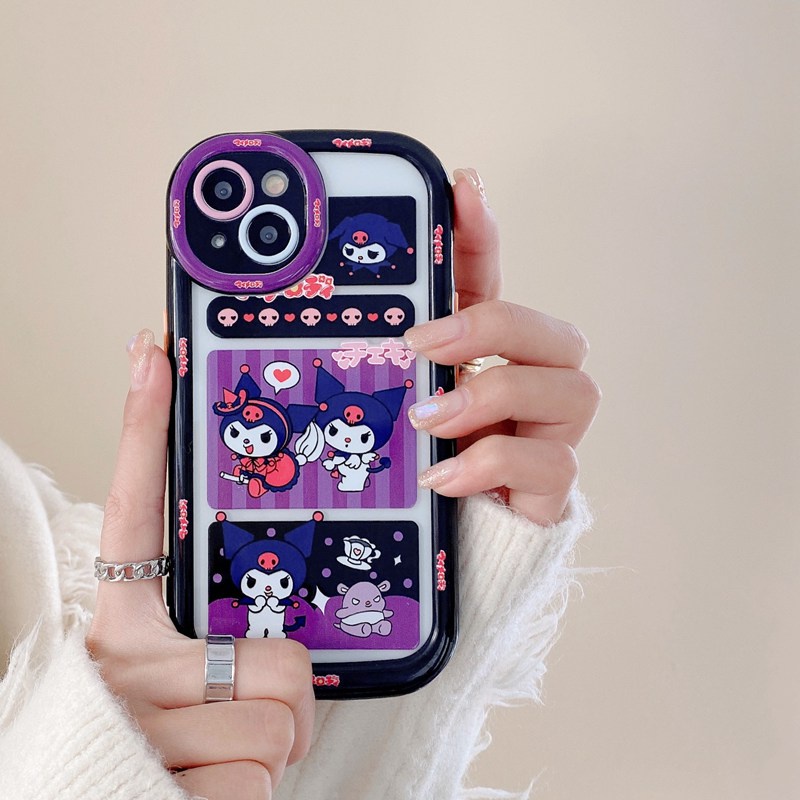 1pc Cute Kuromi Puff Case IPhone 11 12 13 14 Pro Max Casing Ponsel Lembut Indah Kartun Anime Gadis Fashion Wanita Casing hp