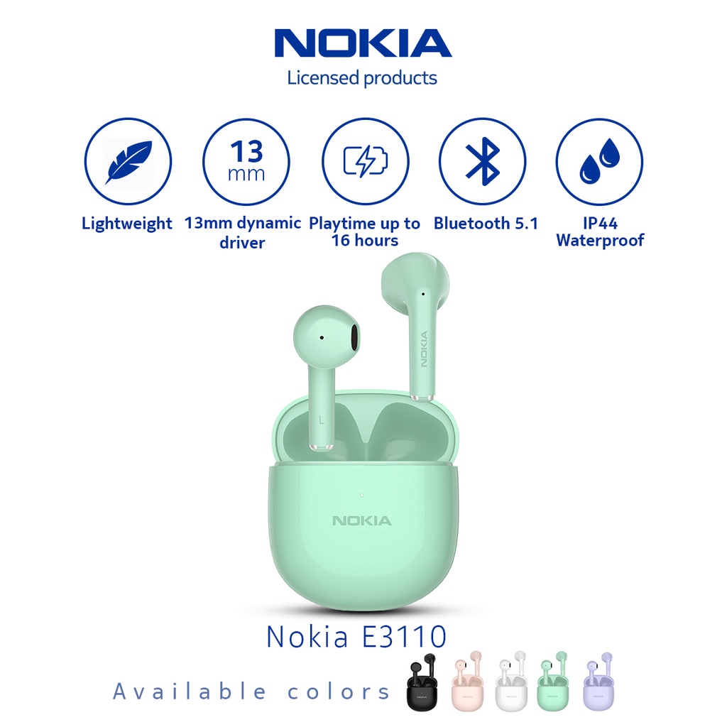Nokia E3110 True Wireless Earbuds Bluetooth Earphone TWS HD - Green