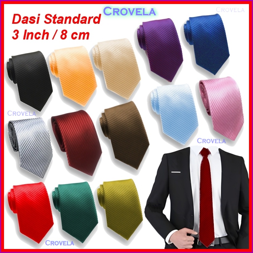 Dasi Pria Formal Panjang Hitam Dewasa 3 Inchi Import Cowok Motif Garis Salur Wisuda Setelan Kerja Ka