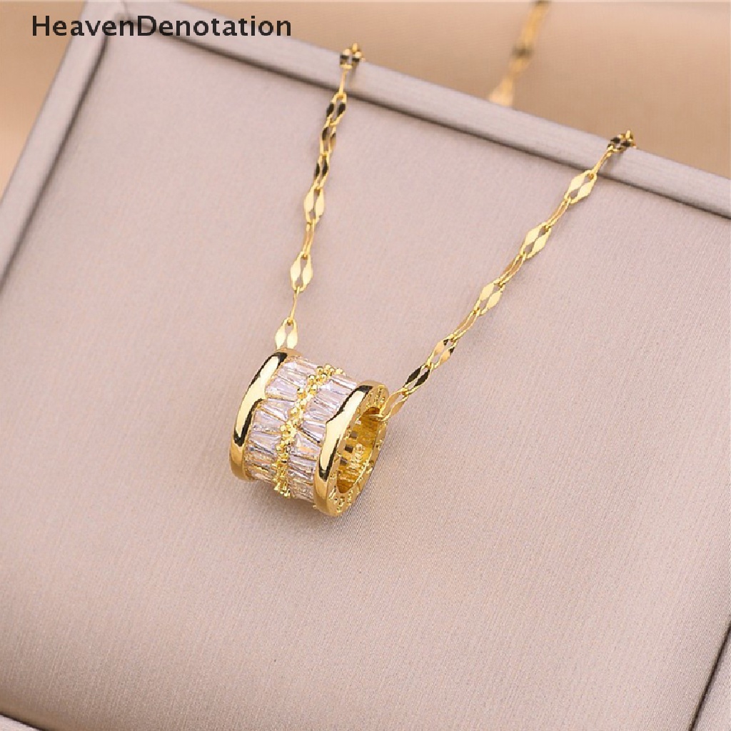 [HeavenDenotation] Fashion Lucu Beruntung Kristal Liontin Kalung Untuk Wanita Bulat Liontin Kalung Gaya Minimalis Perhiasan Pernikahan Klavikula Rantai Aksesoris HDV