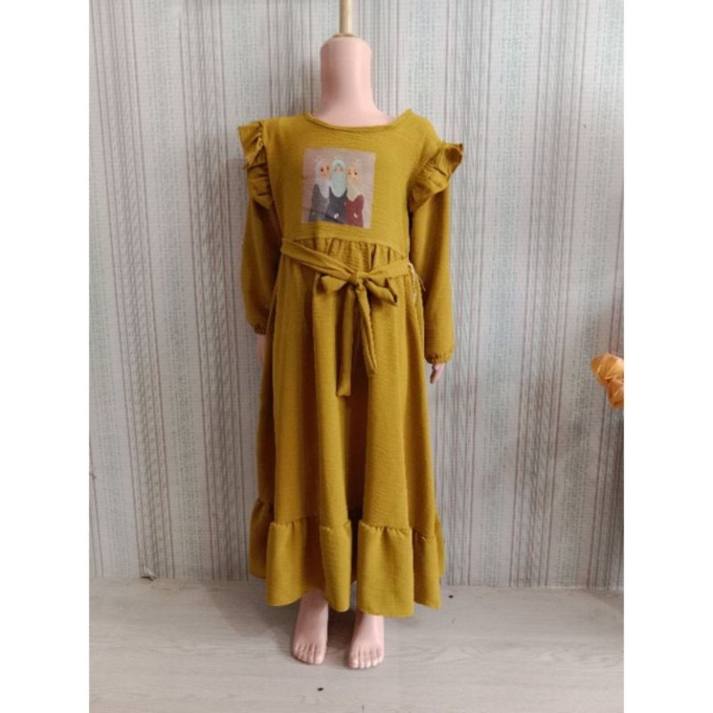 Baju Gamis Anak Perempuan Kringkel Cringkle Usia 3 - 11tahun Gamis Anak Kecil & Tanggung Baju Muslim