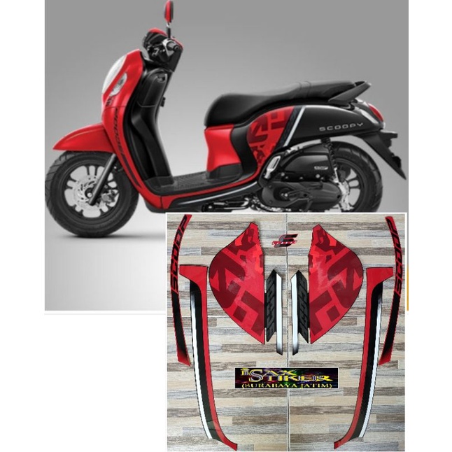 striping original Honda Scoopy sporty black red tahun 2020 2021