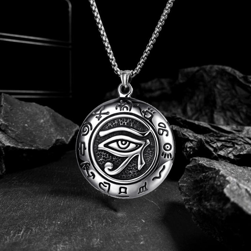 Kalung Rantai Dengan Liontin Mata Horus' S Eye | Kalung Bahan Stainless Steel | Kalung Rantai Klavikula Bahan Titanium Steel | Kalung Rantai Dengan Liontin Untuk Pria / Wanita