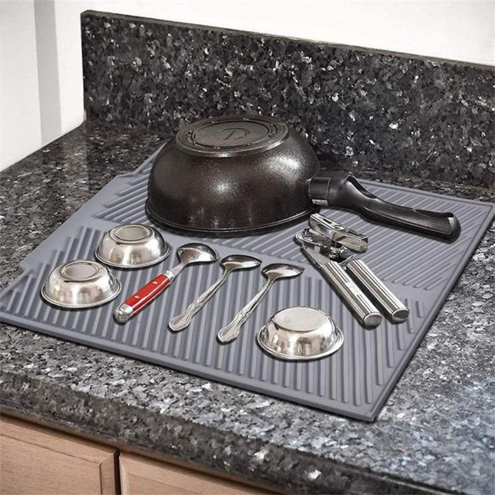 Preva Sink Dish Draining Mat Silicone Panci Piring Non-slip Anti-Melepuh Coaster