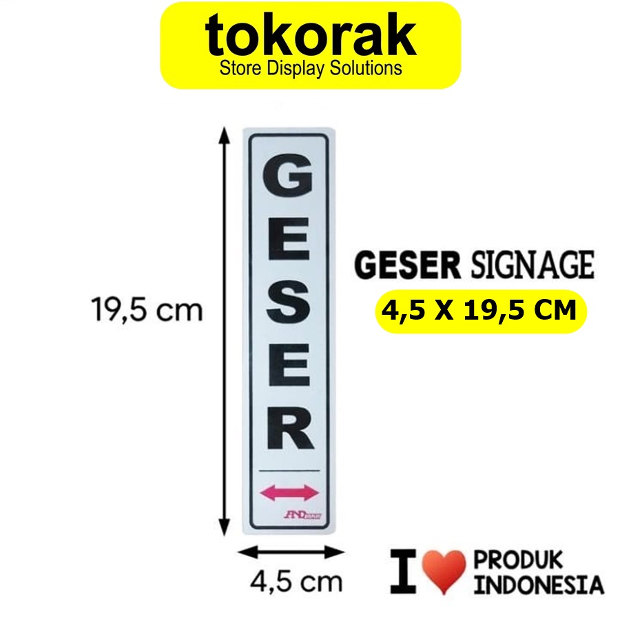 SIGNAGE GESER 4,5X19,5CM SIGN PETUNJUK SIMBOL LOGO PERINGATAN SLIDING