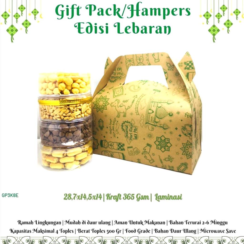 Gift Pack Handle Box Hampers Laminasi (GP3K8-28.7x14.5x14 Cm)