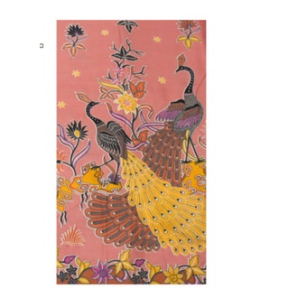 COD Kain Batik Meteran / Handprinted Batik / Motif Burung Merak / Peach