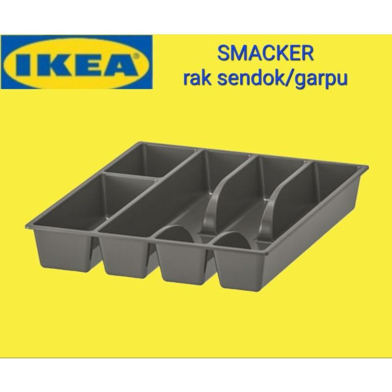 IKEA SMCKR BAKI Peralatan Makan Wadah Sendok Garpu Pisau Cutlery Tray Abu-abu 31x26 cm