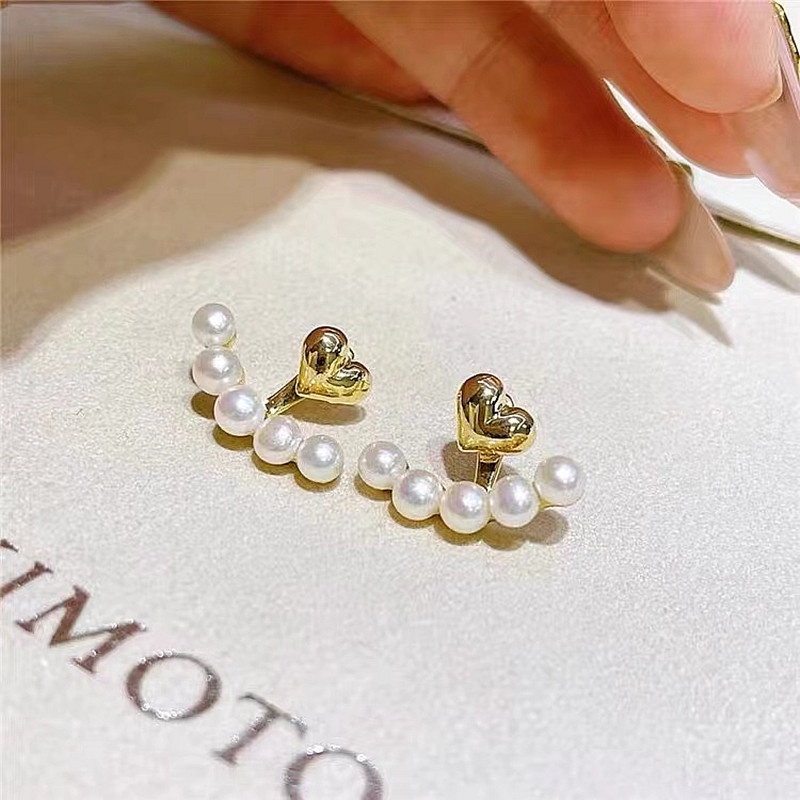 Versi Korea Anting Satu Gaya Dua-Pakai Cinta Mutiara Anting Jarum Perak2022 Gaya Baru Desain Fashion Trendi Perasaan Temperamen Anting Wanita