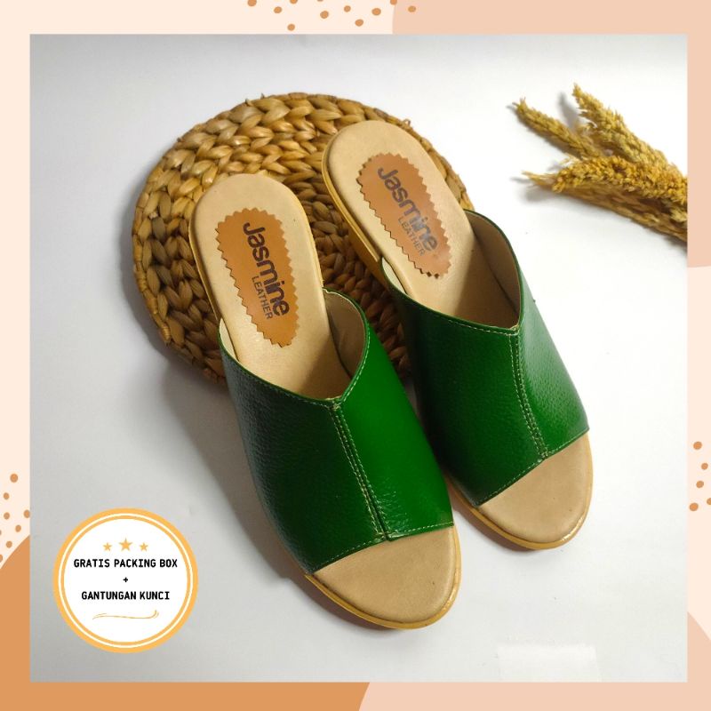 Sandal kulit Wanita/Sandal papirut/sandal wedges hak 5cm kulit asli Garut Sukaregang Jasmine Leather