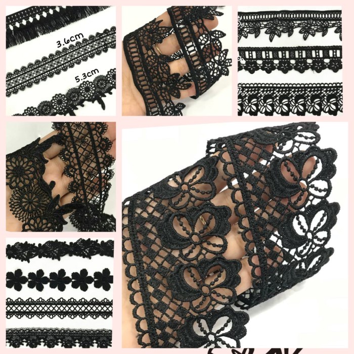 Terlaris Renda Hitam Giper Gyper Bordir Brokat Jual Per Meter