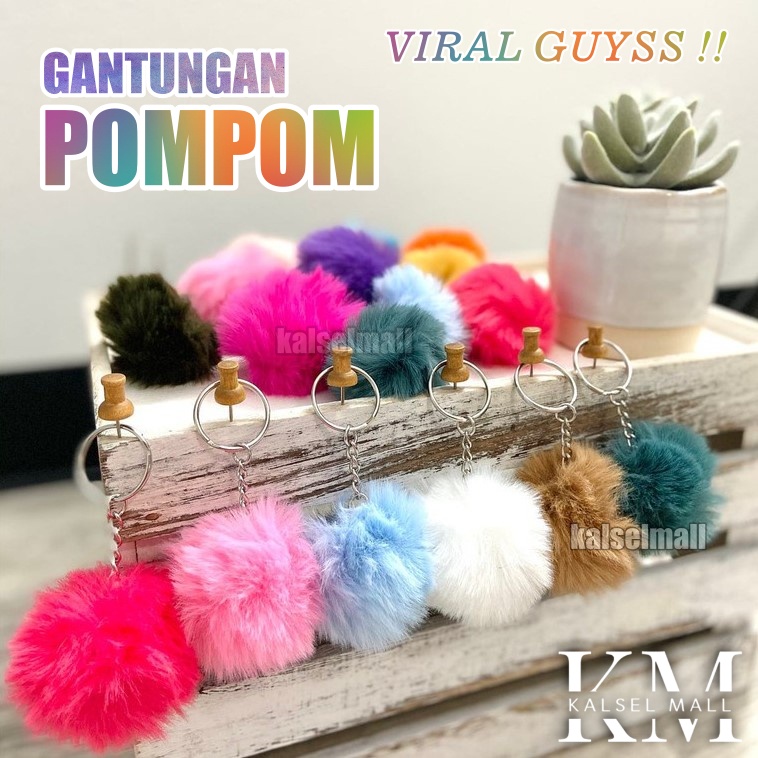 Gantungan Bulu Pompom Viral Serbaguna Kunci Aksesoris Tas Ransel Selempang Totebag Slingbag Shoulder Wanita Lucu Kpop Bts ACK36