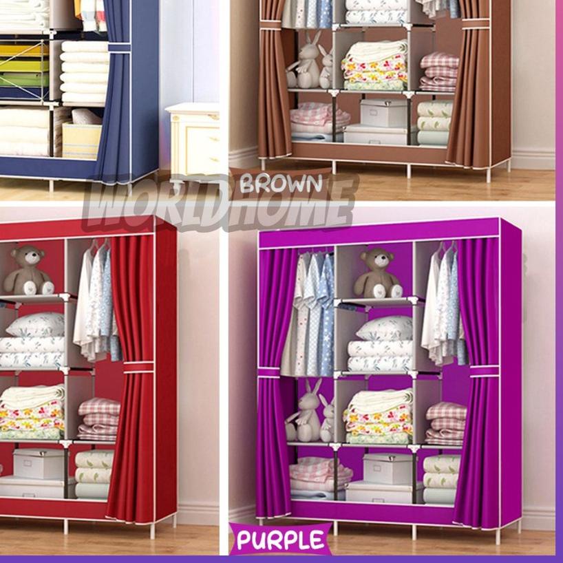▲ Lemari Pakaian Kain Lemari Portable Jumbo  3 Sekat - Lemari Pakaian / lemari baju jumbo lemari Kai