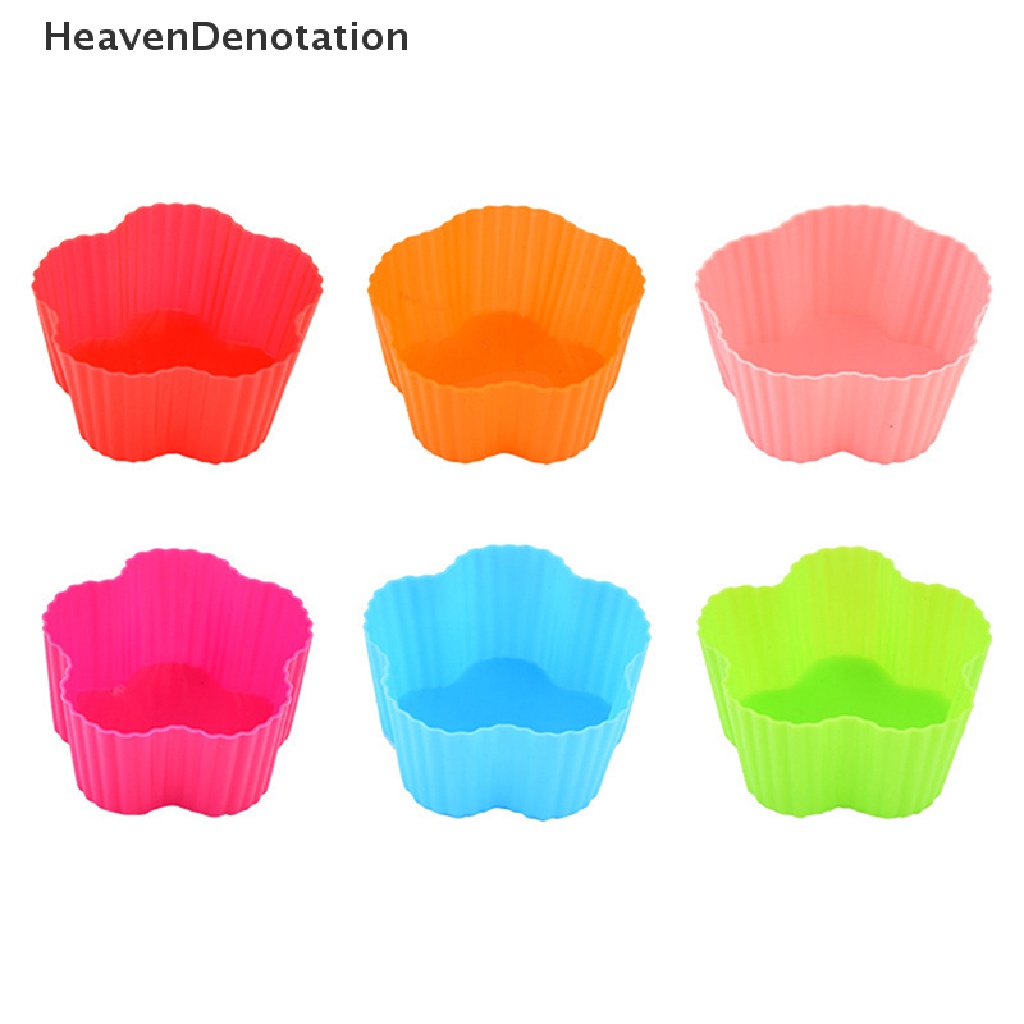 [HeavenDenotation] 4pcs Cetakan Silikon Bunga Cupcake Muffin Cup Baking Egg Tart Puding Jelly Mold HDV