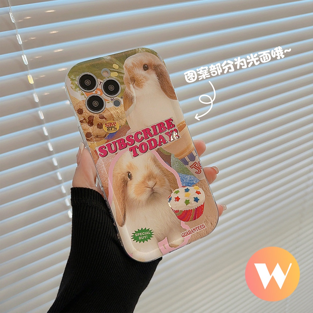 IPHONE Ins Cute Bear Graffiti Case Kompatibel Untuk Iphone11 14 13 12 Pro MAX XR 6 7 6S 8 Plus X XS MAX SE 2020 Plus Airbag Shockproof Kartun Lovely Rabbit Cake Lembut Silicon TPU Cover