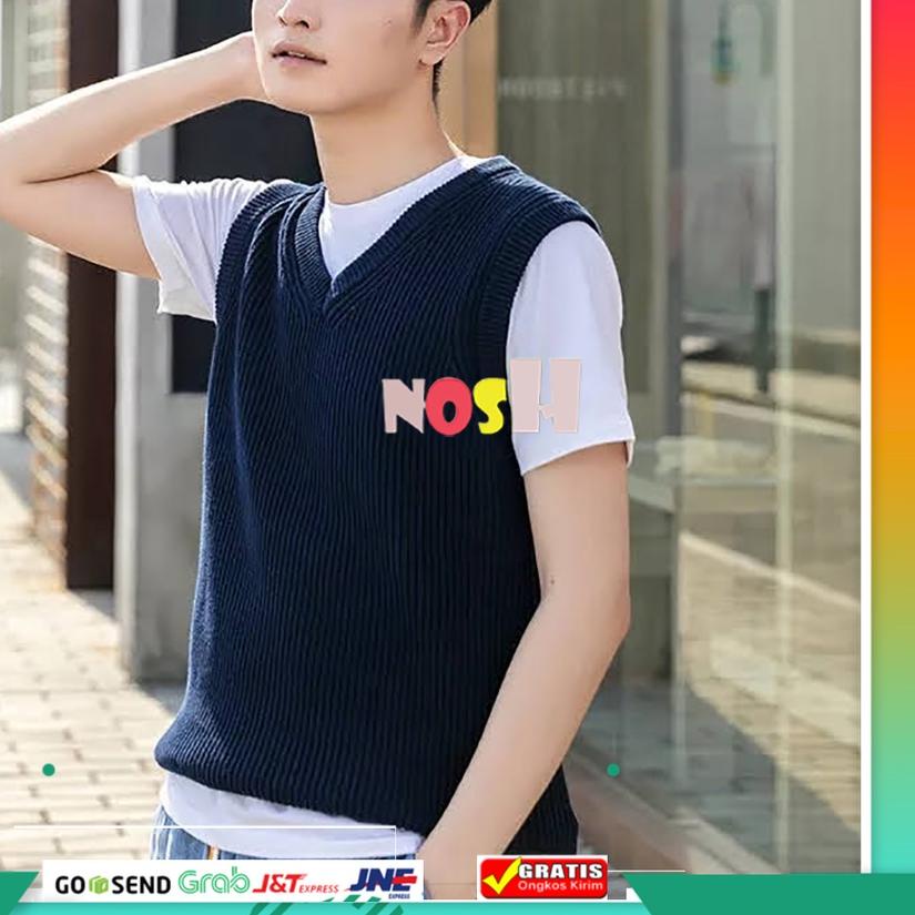 ✻ Rompi Rajut Pria Polos - Ian / Rompi Cowok / Rompi Pria Polos NOSH ○