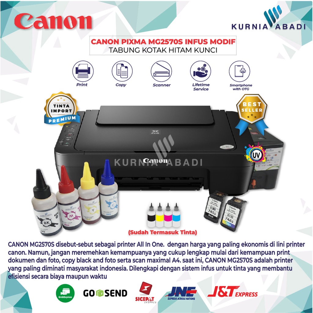 Printer Canon PIXMA MG2570S Infus Print Scan Copy Inkjet Tabung Kotak