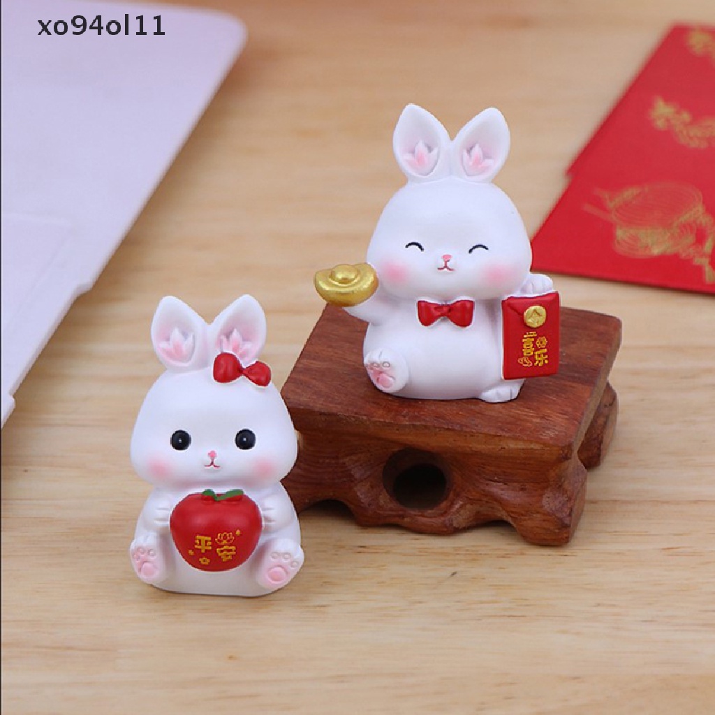 Xo Lucky Cute Kawaii Rabbit Bunny Patung Patung Gaming Kantor Meja Desk Ornamen Mobil2023Dekorasi Imlek OL