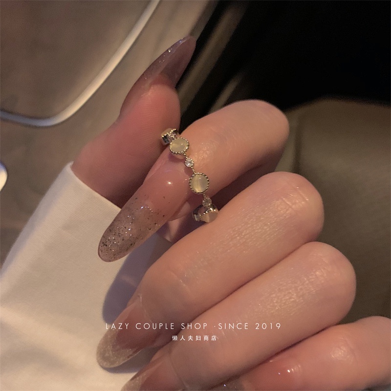 IFYOU Mutiara Kristal Berongga Cincin Set Untuk Wanita Elegan Emas Terbuka Rings Aksesoris Fashion Perhiasan