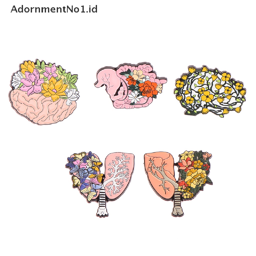 [AdornmentNo1] Pin Enamel Organ Bunga Otak Usus Paru Perut Bros Kerah Lencana [ID]