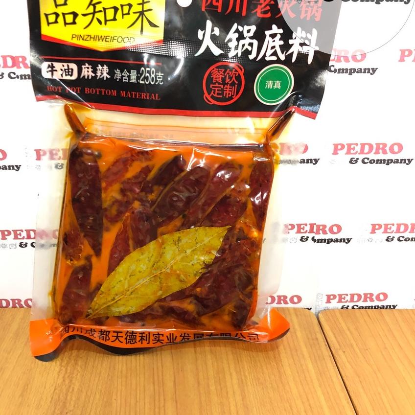 

➭ Pinzhiweifood Bumbu soup base mala spicy hotpot 258 gram - halal import chili oil hot pot shabu cabe ♔