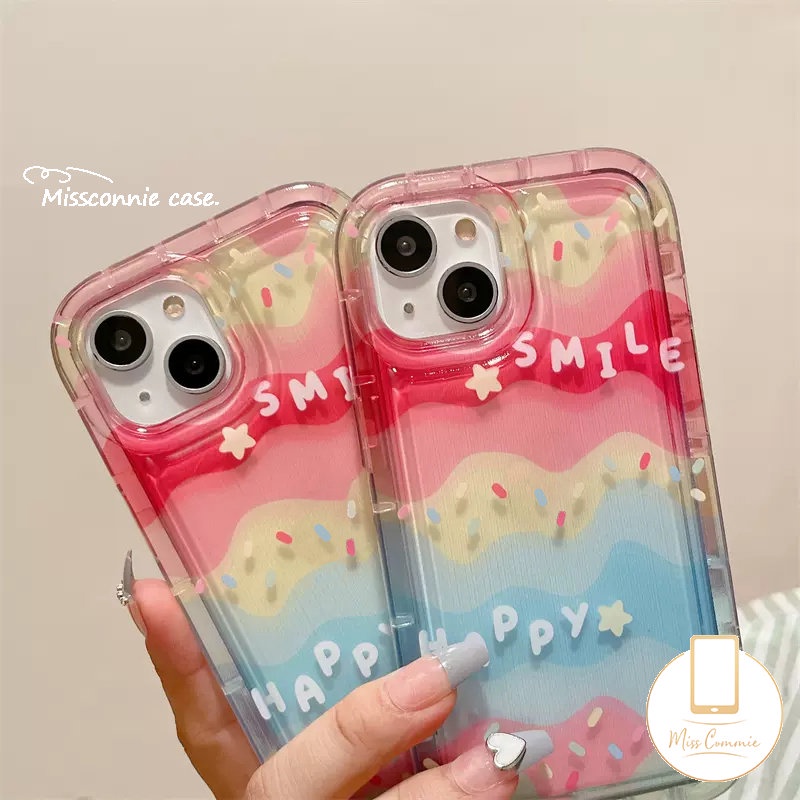 IPHONE Kreatif Pelangi Warna-Warni Ponsel Cover Kompatibel Untuk Iphone11 12 13 14 Pro Max XR 7 8 6s 6 Plus X XS Max SE 2020 Ins Permen Warna Soft Tpu Bening Shockproof Airbag Case