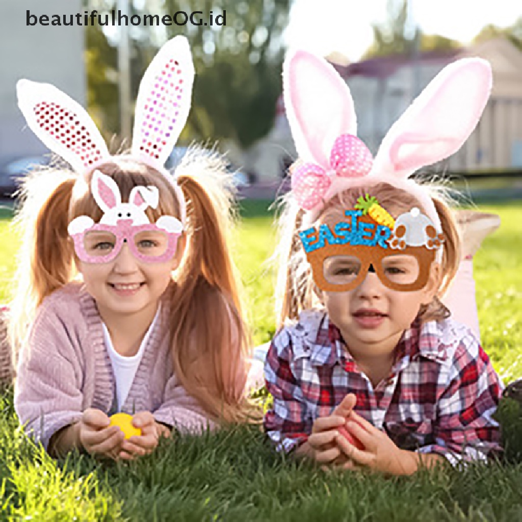 // Beautifulhomeog.id// 1PC Kacamata Paskah Bunny Telur Cewek Glitter Eyeglasses Frame Properti Foto **