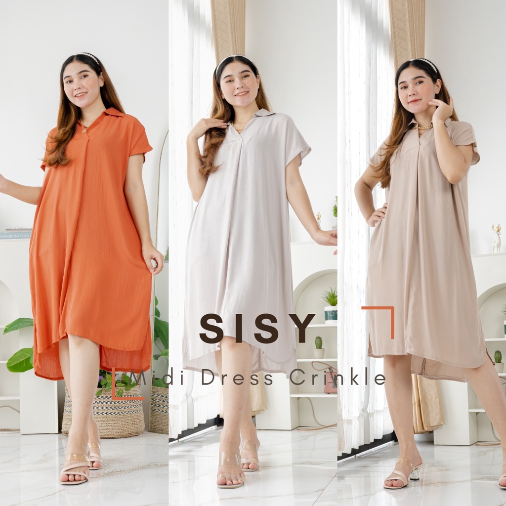 SISY Midi Dress Crincle By Ademin Co / Daster Criencle Home dress