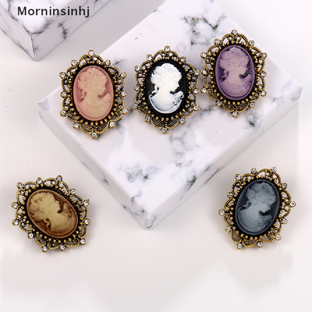 Mornin Pernikahan Retro Cameo Mutiara Kristal Berlian Imitasi Bros Pin Bunga Wanita Perhiasan id