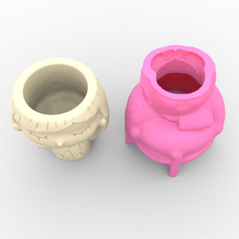 Siy Cetakan Pot Bunga Wajah Silikon DIY Succulent Planter Pot Mold Gypsum Clay Mold