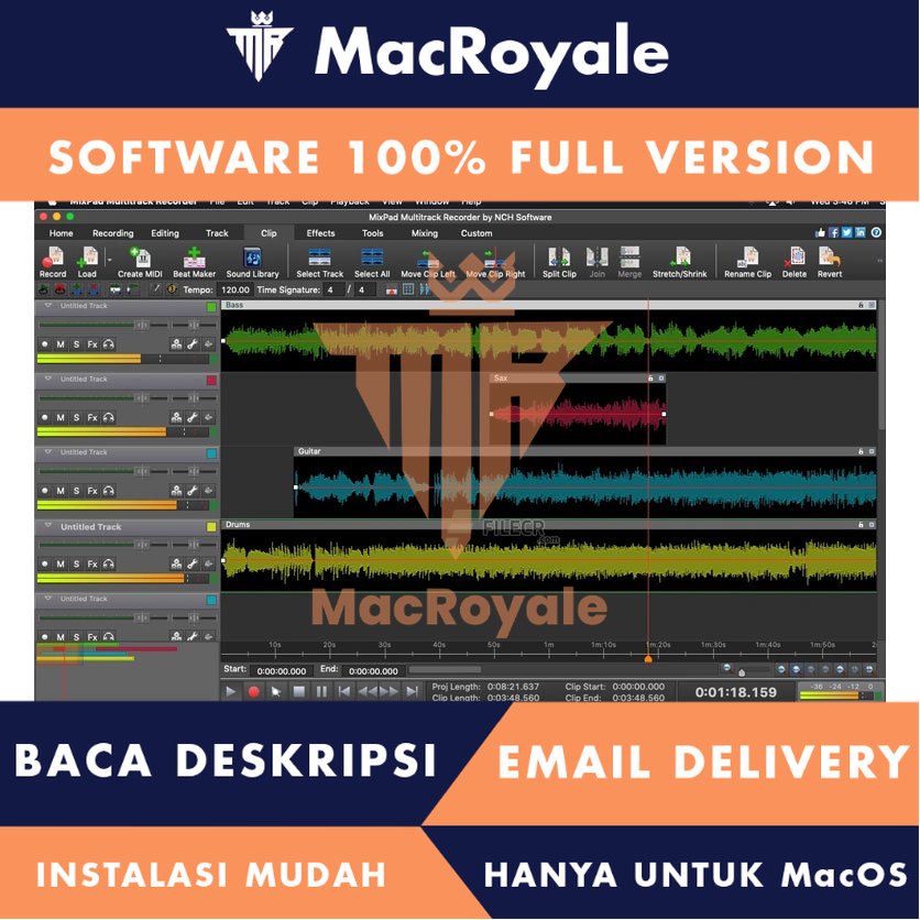 [MacOS] NCH MixPad Multitrack Recorder Masters Full Version Lifetime Full Garansi