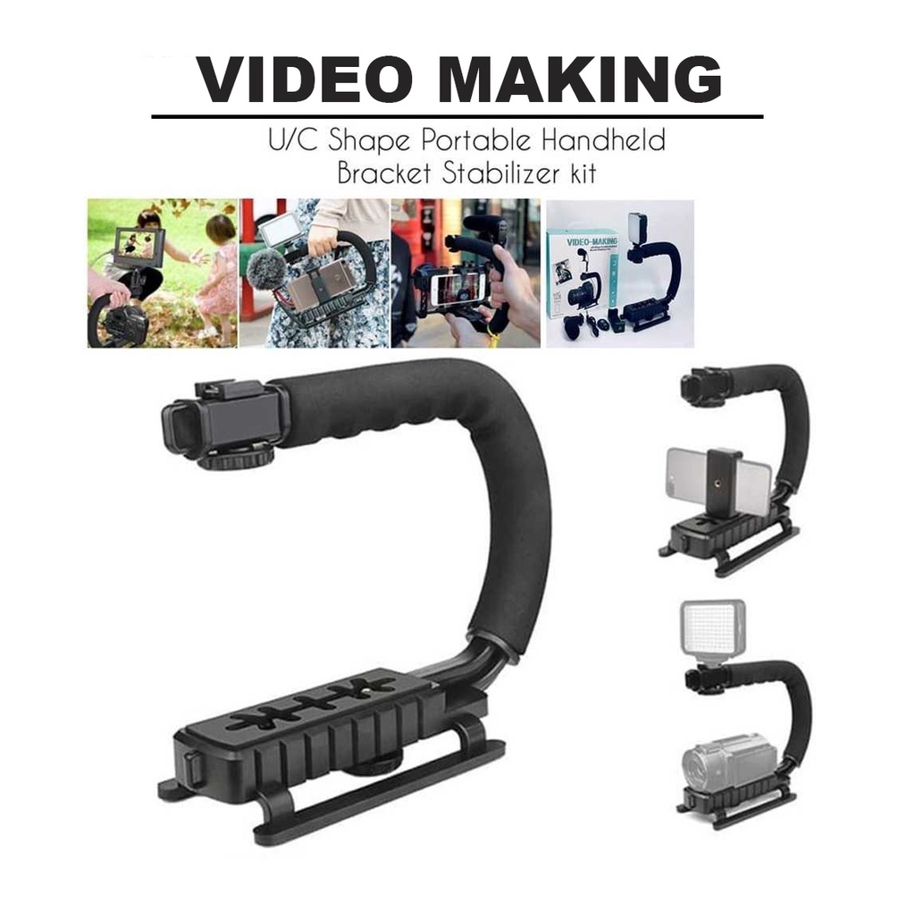 AY-49U Video Making Kit U-Grip Holder LED Light Tripod Vlogger Vlogging