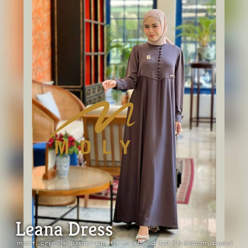 AS LEANA DRESS / GAMIS POLOS CRINKLE AIRFLOW LD110 XL-XXL / FASHION MUSLIMAH TERBARU / GAMIS PESTA K